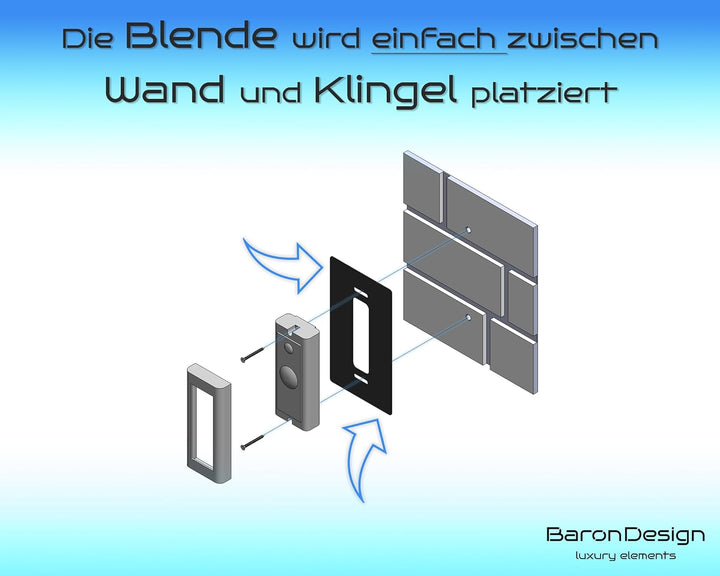 Ring Video Doorbell Pro 1/2 Blende, Wandplatte, Halterung, Edelstahl, Schild, Rahmen, Hochwertiges D