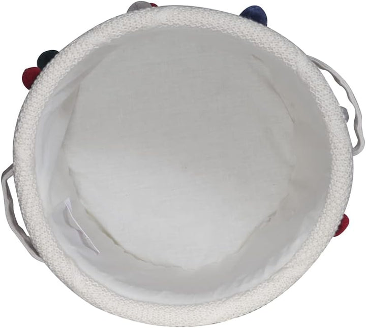 Kindsgut Aufbewahrungskorb Kinder Baumwolle mit Pompons, Creme, Creme