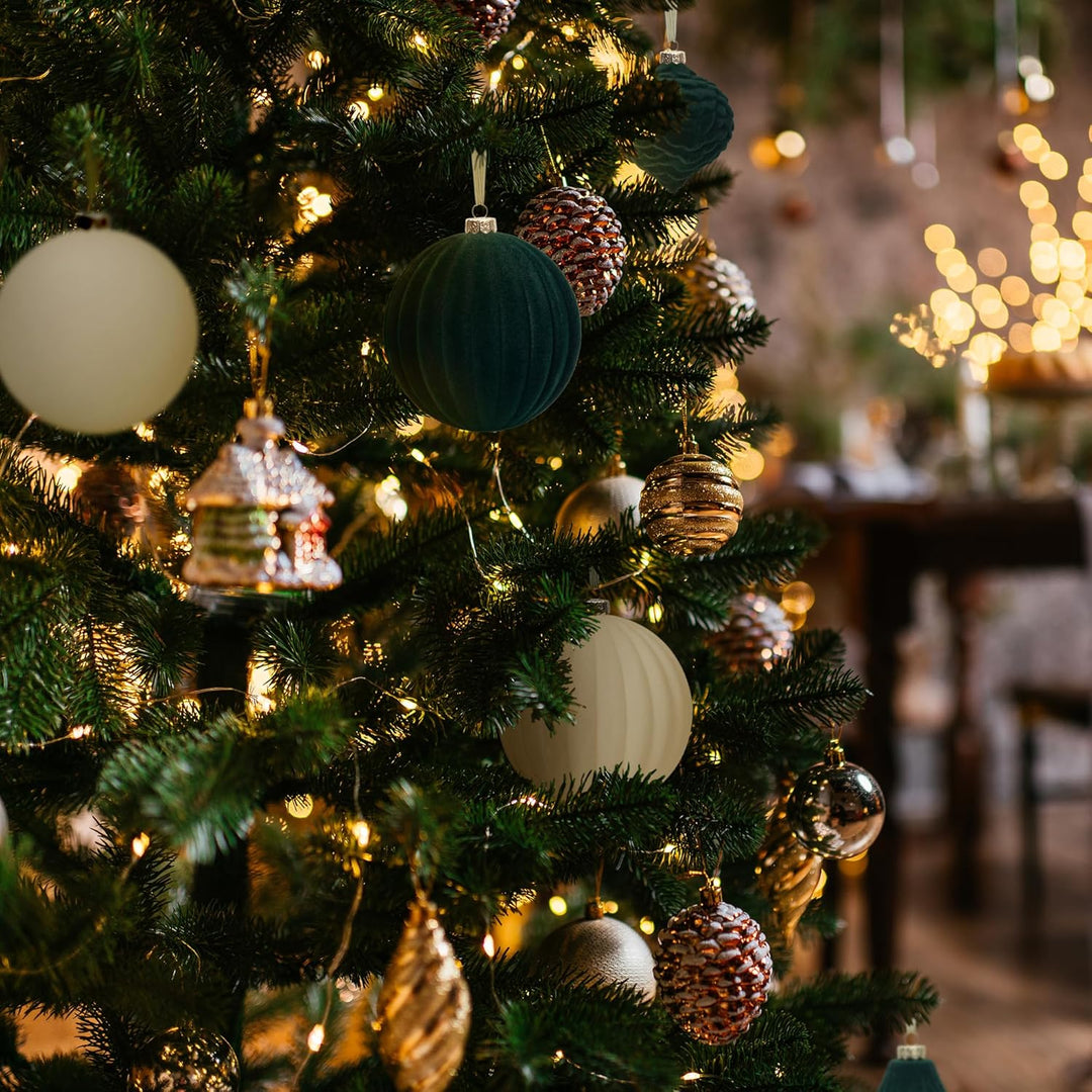 25 stück kunstoff Velvet weihnachtskugeln samt grün 6cm 8cm für Weihnachtsbaum christbaumkugeln grün
