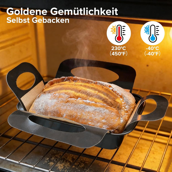 Brotbackform Karbonstahl 2er Set, Antihaft Kastenform Brot 27.5X14.5X6cm mit 2 Backmatte & Backwerkz