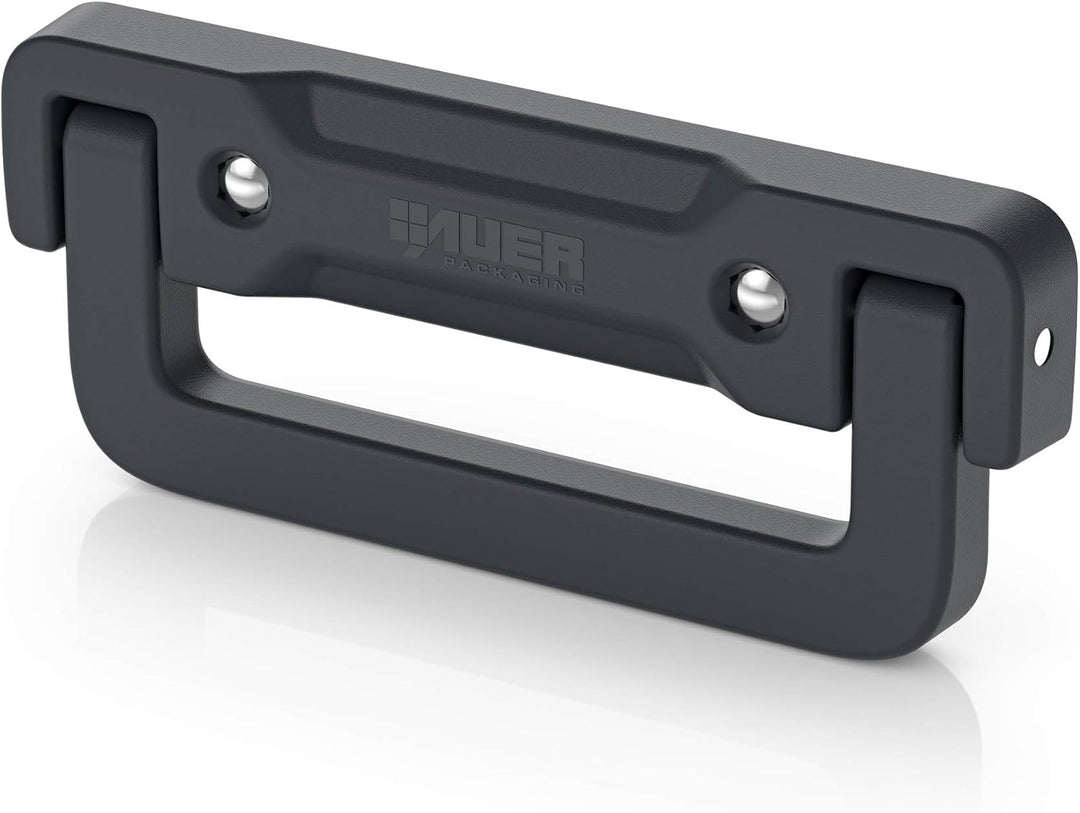 Auer Packaging 4x Kunststoff Klappgriff 16x6,3x1,5cm schwarz selbstfedernd * Griff für Eurobehälter,