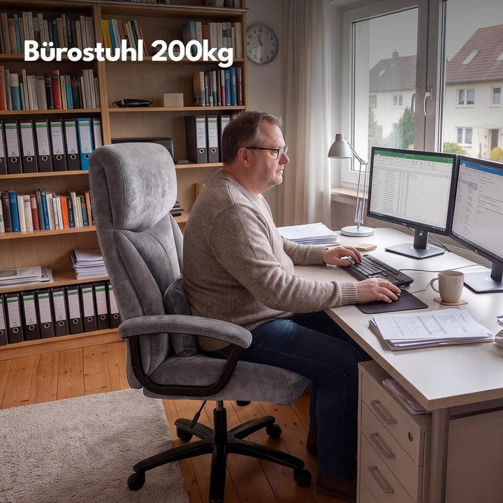 Asukale Bürostuhl Ergonomisch 200KG, Schreibtischstuhl Computerstuhl Office Chair, Hoher Rücken Ergo