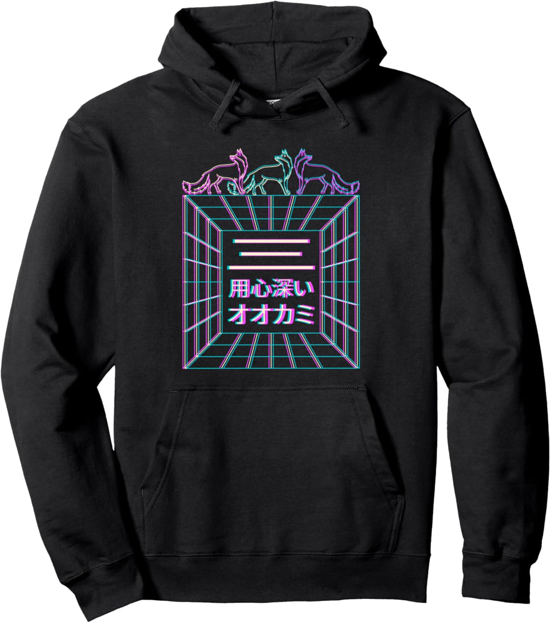 80er Jahre Japan Aesthetic Vaporwave Vapor Wave Drei Füchse Pullover Hoodie
