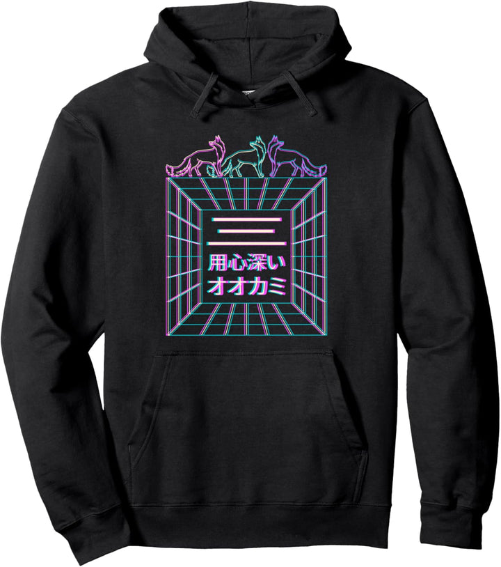 80er Jahre Japan Aesthetic Vaporwave Vapor Wave Drei Füchse Pullover Hoodie