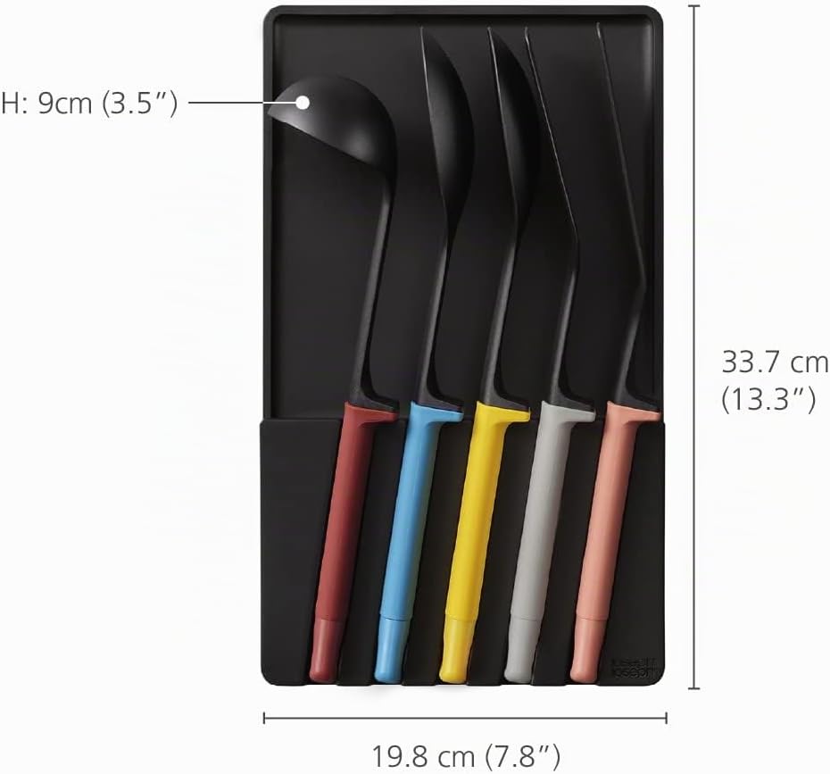 Joseph Joseph Elevate Utensilien in der Schublade Küchenhelfer-Set, 5-teilig inklusive Löffel, Pfann
