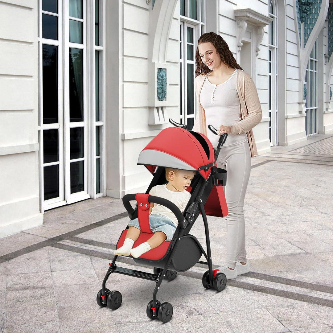 Homewell Kinderwagen, Liegebuggy mit grosses Verdeck, Sportwagen, Zusammenklappen, Verstellbarer Gri