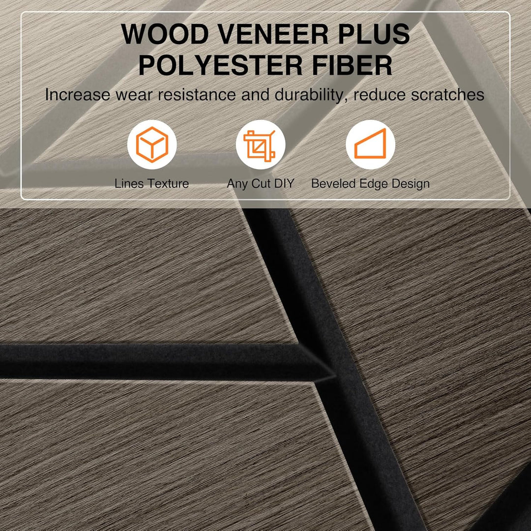 JAMELO Akustikpaneele Holz Furnier 10 Stücke | 30 * 15 * 1.2cm Akustikplatten Selbstklebend 3D Wandp
