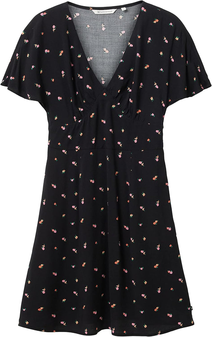 TOM TAILOR Denim Damen Sommerkleid mit Blumen XS 31950 - Small Black Flower Print, XS 31950 - Small