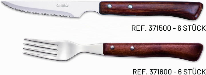 Arcos 377700 Table Messer - Steakmesser Set 12 Stück (6 Messer + 6 Gabel) - Edelstahl - HandGriff Pa