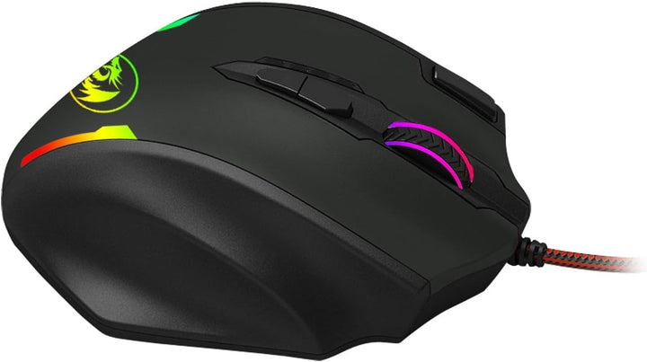 Redragon M908 12400 DPI Impact MMO Gaming-Maus mit 18 programmierbaren Tasten, Gewichtstuning-Kartus