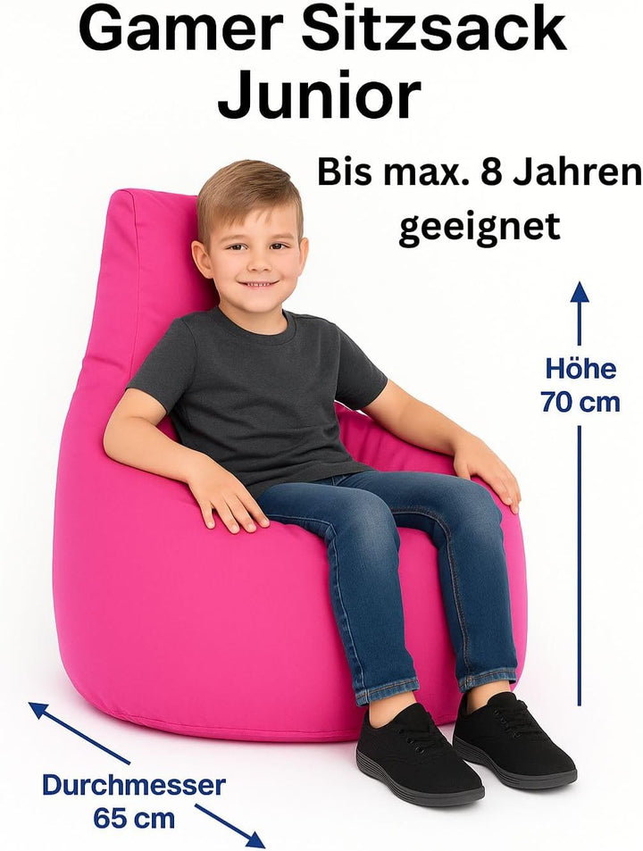 PATCH HOME Gamer Kissen & Lounge Sitzsack – befüllbar mit Reissverschluss, gefüllt mit Styropor, gee