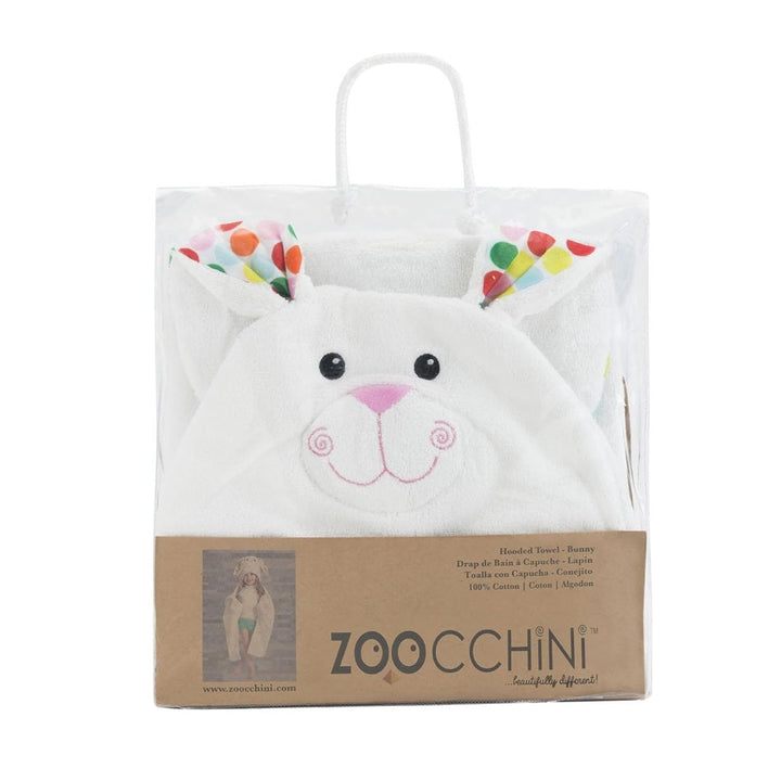 Zoocchini 100 Prozent Baumwolle Kinder Kapuzenhandtuch Hase Weiss, Weiß