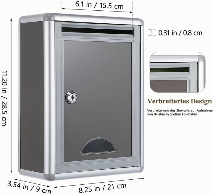 Gatuida Kleiner Briefkasten Mit Schloss Zur Wandmontage Aus Edelstahl Beschwerde- Und Vorschlagsbox