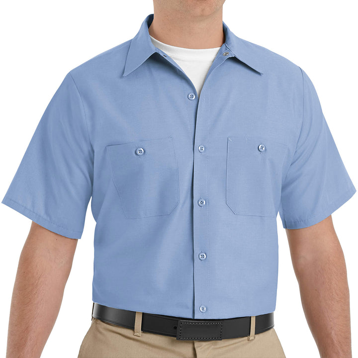 Red Kap Herren Industrial Regular Fit Kurzarm Button-Down-Arbeitshemd XL Hellblau, XL Hellblau