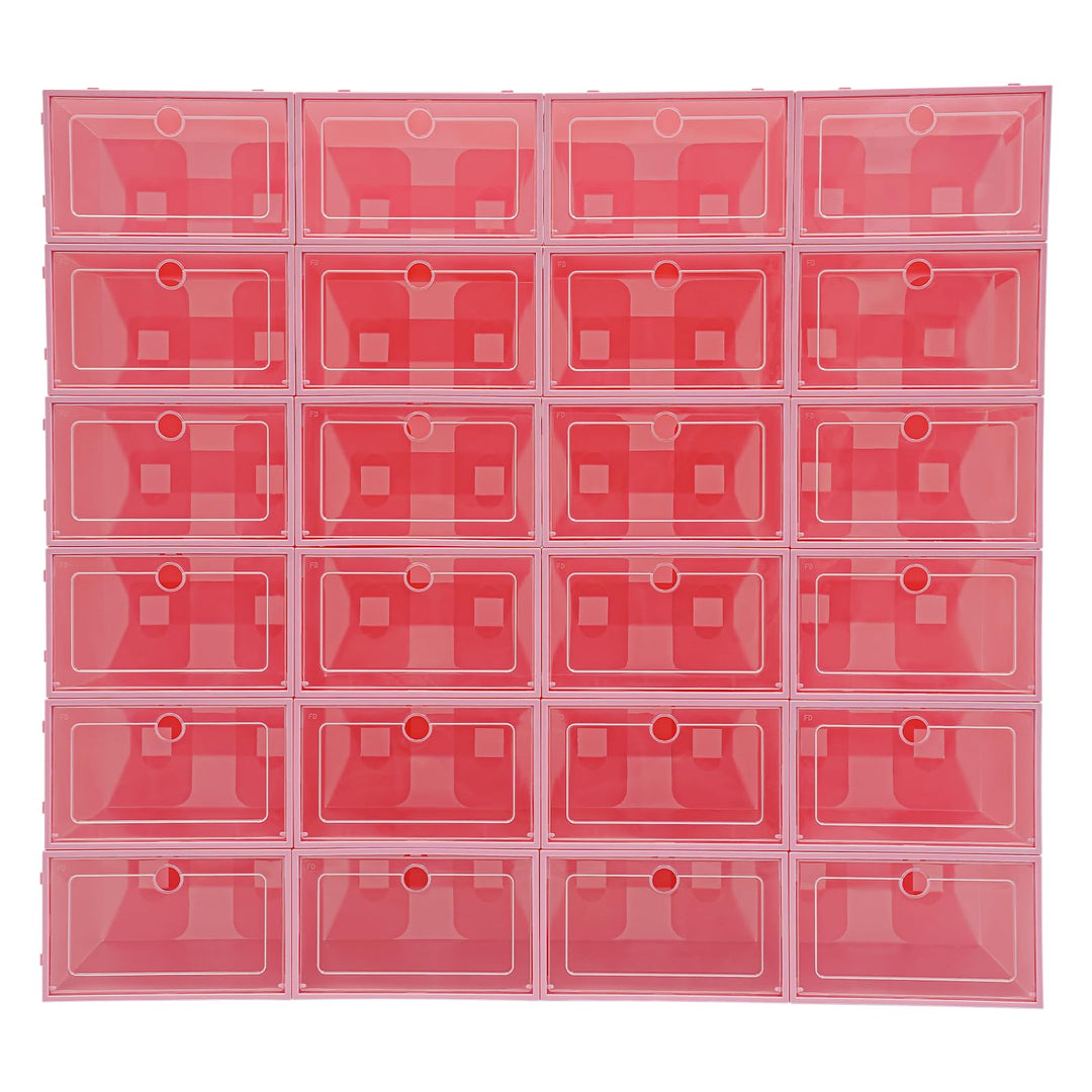 Schuhboxen 24er Set,Stapelbar Transparent Schuhkarton für Turnschuhen,flachen Schuhen,Hausschuhen,bi