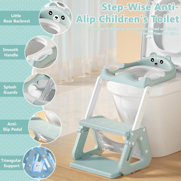 Toilettensitz Kinder mit Treppe, Toilettensitz Kinder, Toilettenaufsatz für Kinder ab 2 Jahre, WC Si