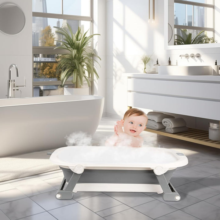 __PLACEHOLDER_BRAND_0__ Faltbare Babybadewanne XXL, mit Temperaturanzeige, Duschkissen, Duschstecker