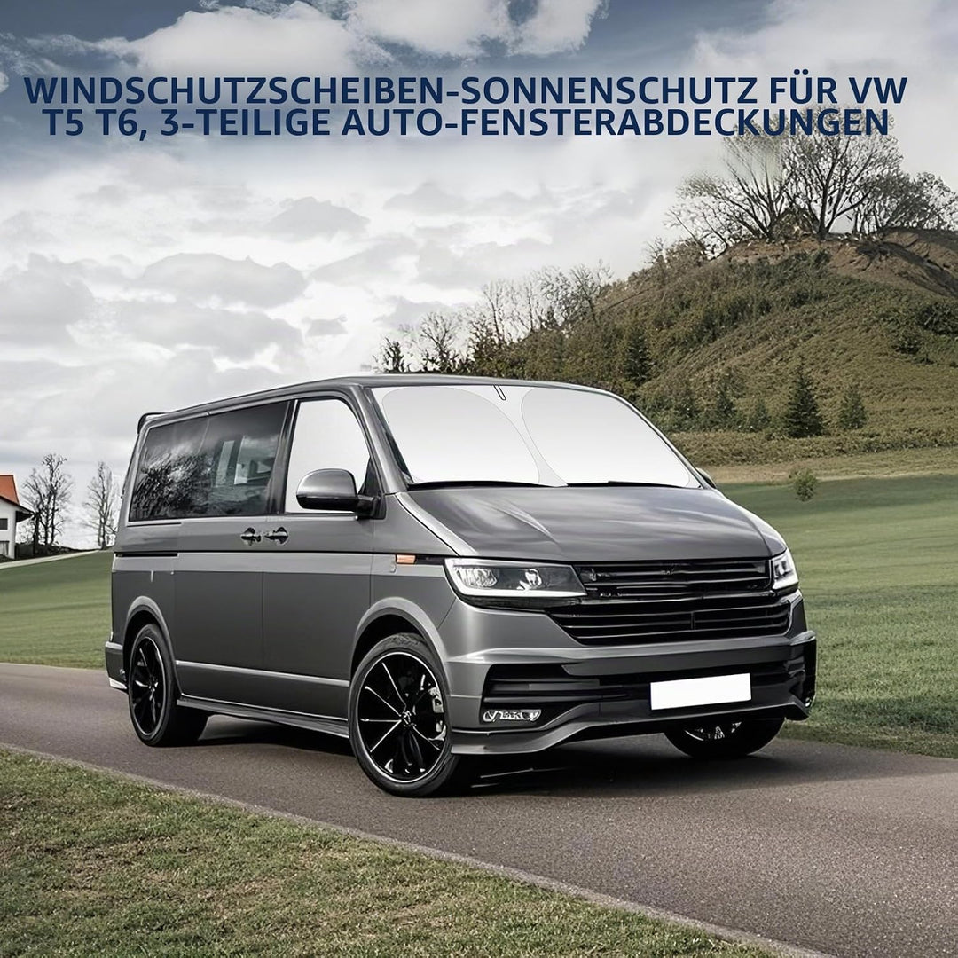 ZATOOTO Sonnenschutz für VW T5 T6 Frontscheibe &amp; Seitenfenster, Magnetisch | 3 Stück, Thermomatte VW