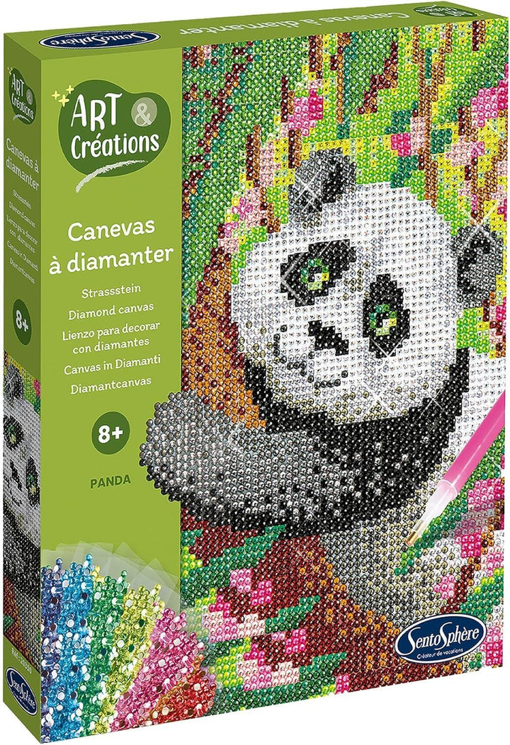 Sentosphère 3920350 Bastelset Strassstein-Bild, Motiv Panda, Kreativ-Set, DIY für Kinder und Erwachs