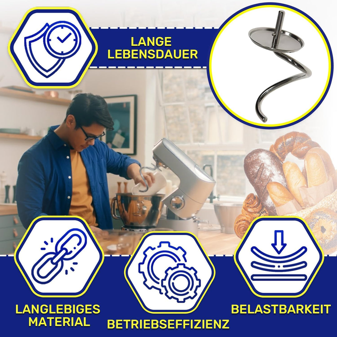 MONTERAL Knethaken für Knetmaschine mit dem Originalcode AW20011061 KW716547 für Kenwood Chef Küchen
