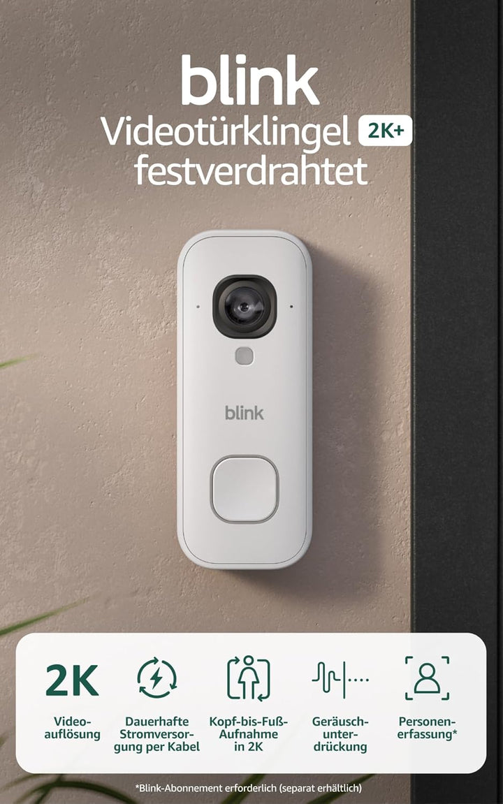 Blink Videotürklingel 2K+ (festverdrahtet, neueste Gen.) | Kopf-bis-Fuss-Aufnahme in 2K | Konstante