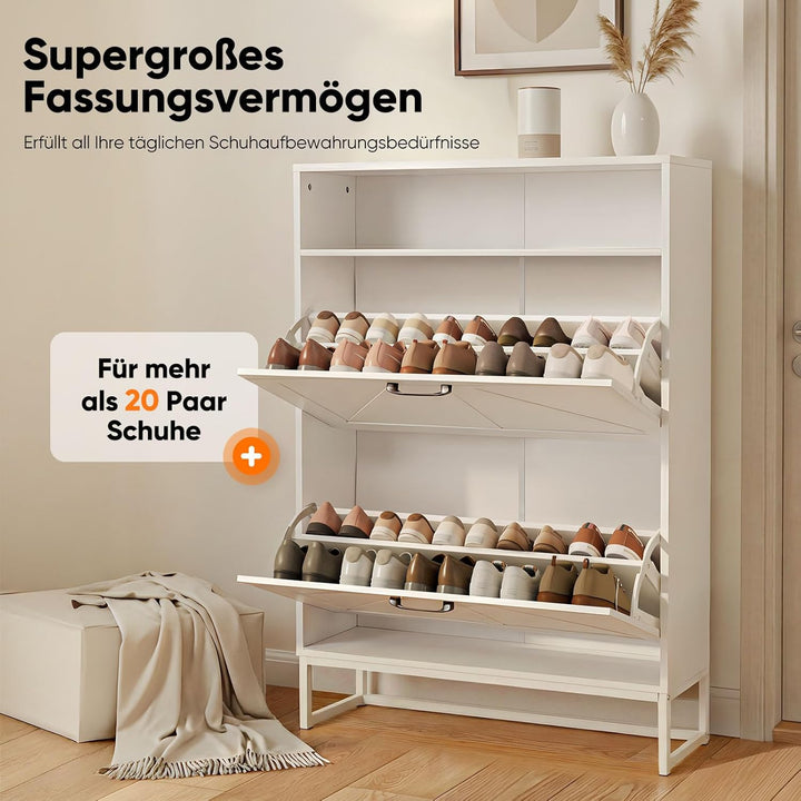 HOKEEPER Schuhschrank 2 Klappen, Schuhkipper, freistehendes schmales Schuhregal, für Eingangsbereich