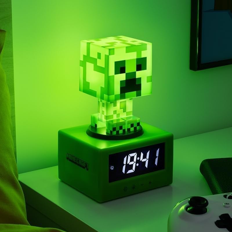 Paladone Minecraft Creeper Wecker - Offiziell Lizenziertes Icon mit Minecraft Musik & Nachtlicht für