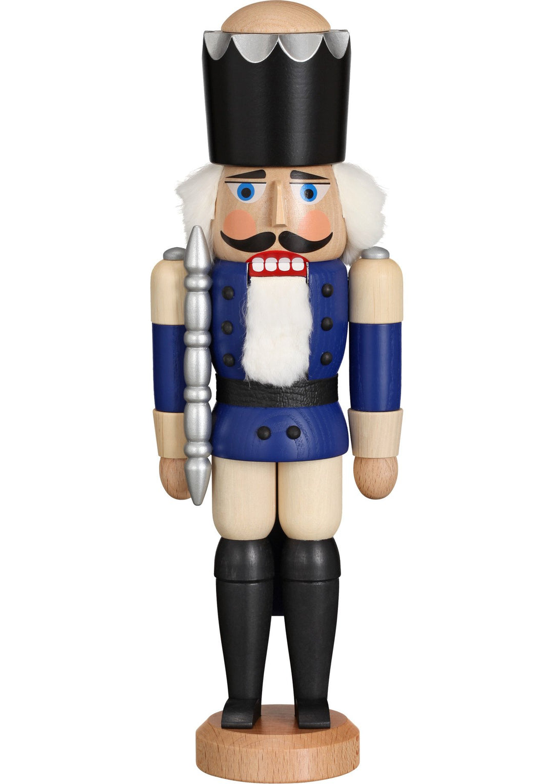 Seiffener Volkskunst Nussknacker König Erzgebirge 29cm (blau lasiert), Blau Lasiert