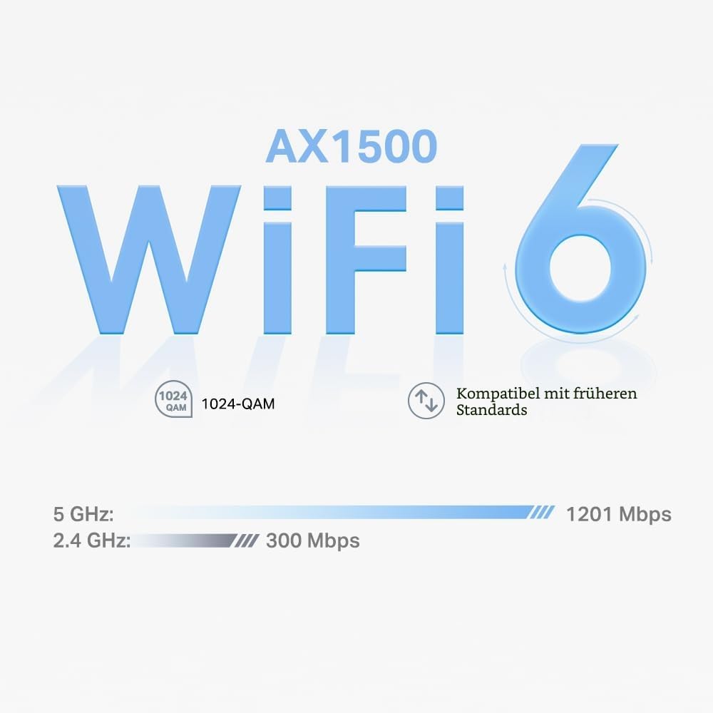 TP-Link Deco X10 Mesh WLAN Set (1 Pack), Wi-Fi 6 AX1500 Dual Band Repeater & Router, 2X Gigabit Port