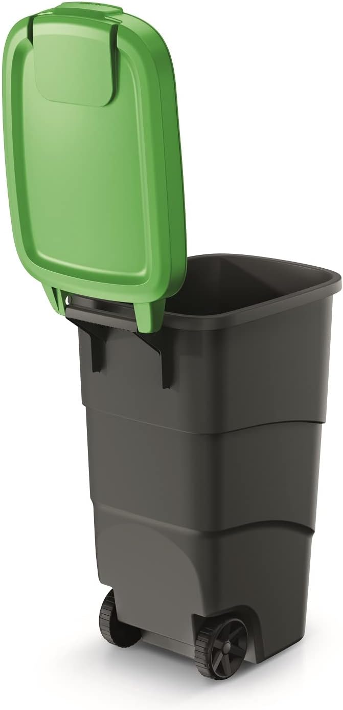 Prosperplast Wheeler 90L Müllbehälter mit Rädern und Deckel Mülltonne Müllgrossbehälter Grossmüllton