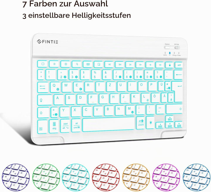 Fintie Tastatur Hülle für iPad 10. Generation 2022 (10.9 Zoll), Keyboard Case mit 7-farbig Beleuchte