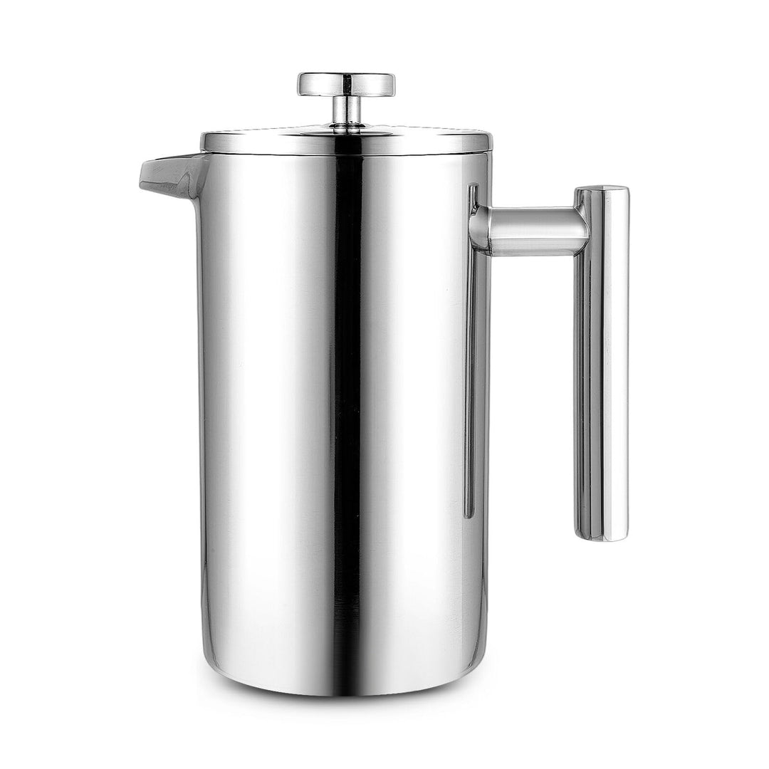 French Press Edelstahl Kaffeebereiter 1 Liter - Doppelwandige Thermo Kaffeepresse für Filterkaffee A