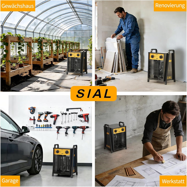 SIAL 5KW Industrie Heizgebläse - Elektroheizer Heizlüfter - Bauheizer Bautrockner - Industrielle Hei