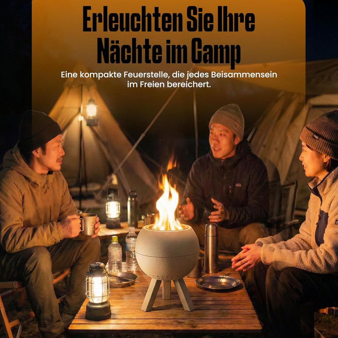 Feuerschale, Feuerstelle,Doppelwandig,Hitzebeständig,Raucharm (Beige), Beige