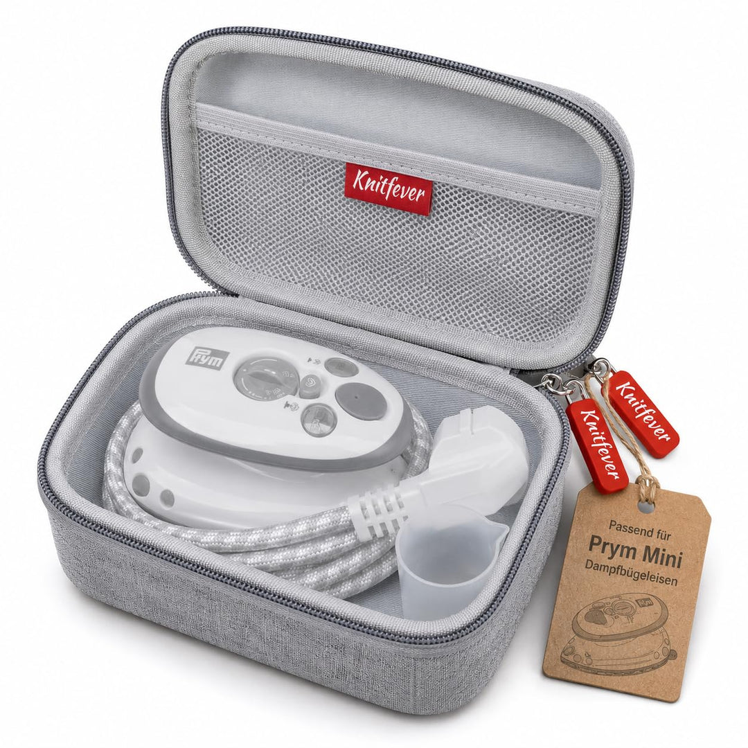 Prym-Mini-Bügeleisen mit Knitfever® Tasche - Reisebügeleisen kompakt für unterwegs (Aufbewahrungstas
