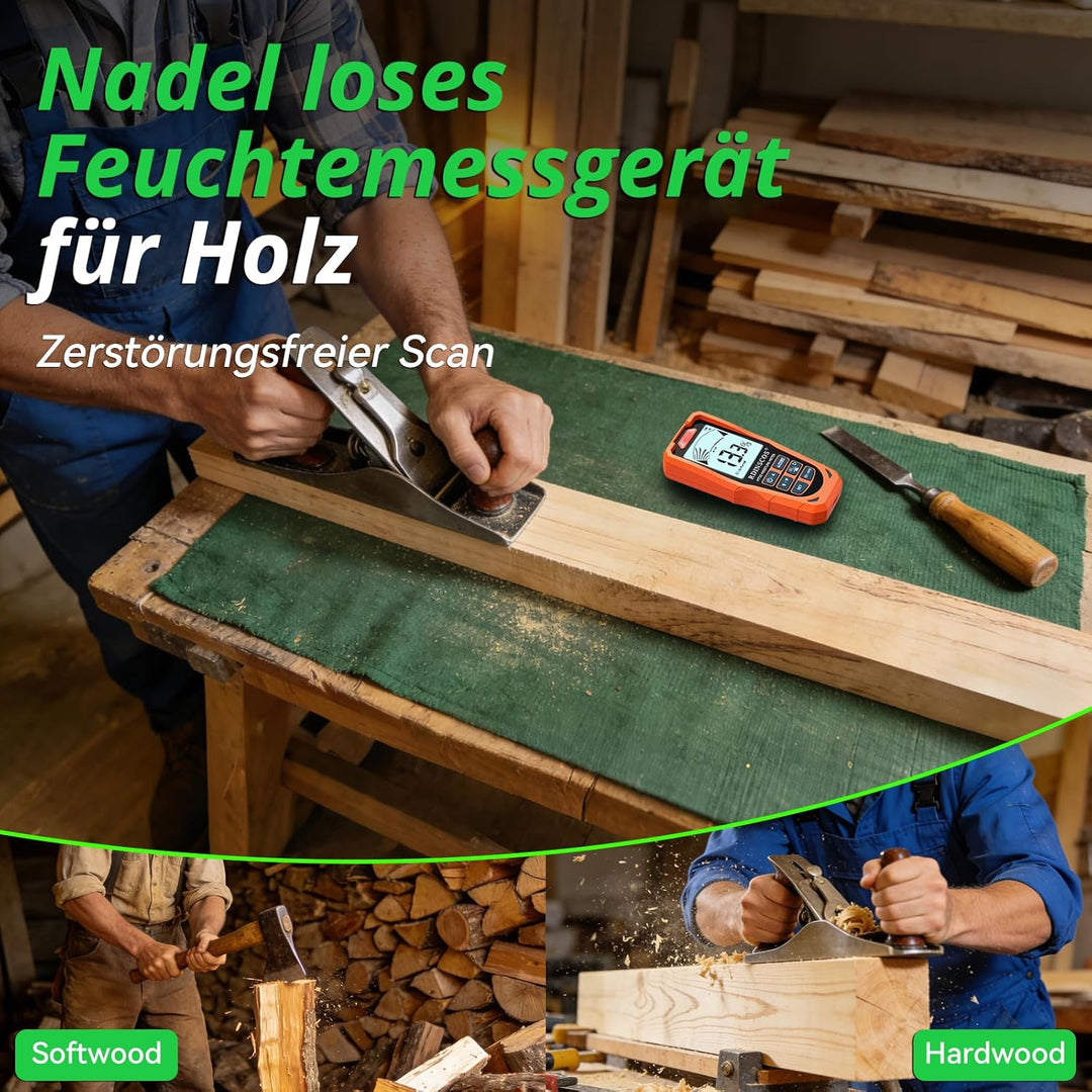 RDINSCOS Feuchtigkeitsmessgerät Wand Feuchtigkeitsprüfer Mauerwerk Feuchtigkeitsmesser Wand Pinless-