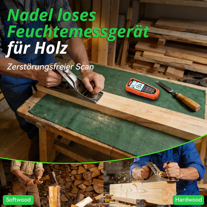 RDINSCOS Feuchtigkeitsmessgerät Wand Feuchtigkeitsprüfer Mauerwerk Feuchtigkeitsmesser Wand Pinless-