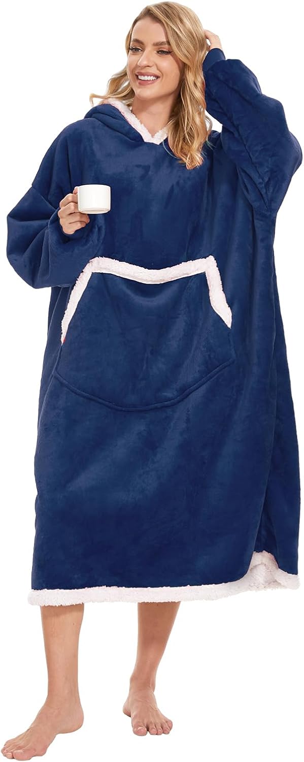 JEFFEL Hoodie Decke mit Ärmeln,Hoodie Decke Pullover Damen übergrosse, Flauschig Hoodie Sweatshirt,