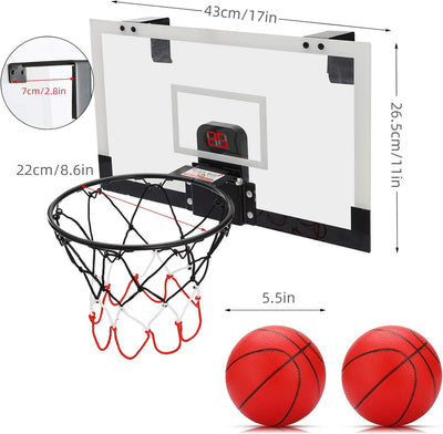 PELLOR Mini Basketballkorb fürs Zimmer Mini Basketball mit Bewertungsfunktion und Sound, hängendes B