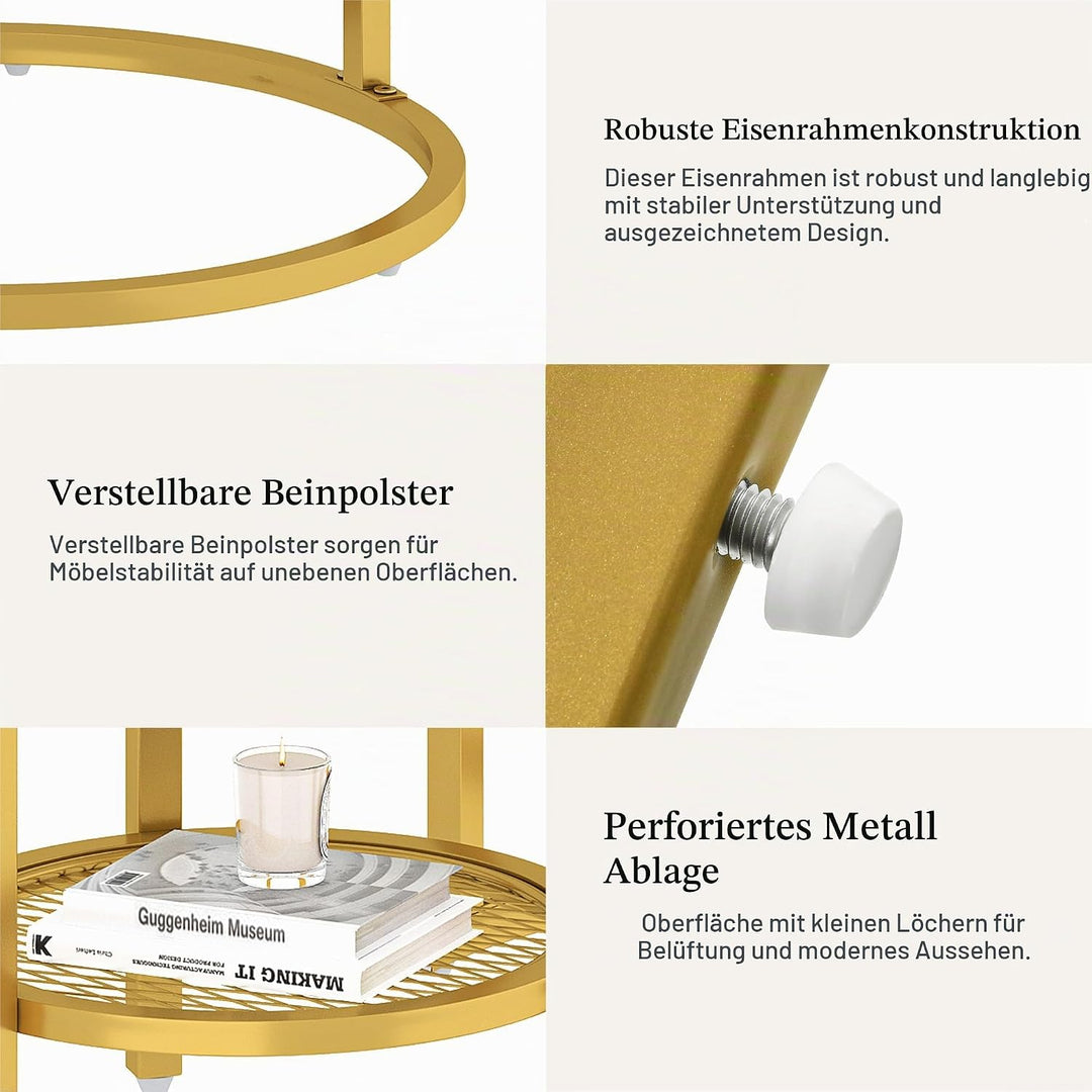 YITAHOME Couchtisch 2er Set Rund, Wohnzimmertisch Modern mit Stauraum, Beistelltisch 2er Set Stapelb