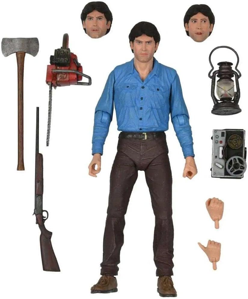NECA Evil Dead Actionfigur Ultimate Ash 40th Anniversary aus Kunststoff, Geschenkverpackung.