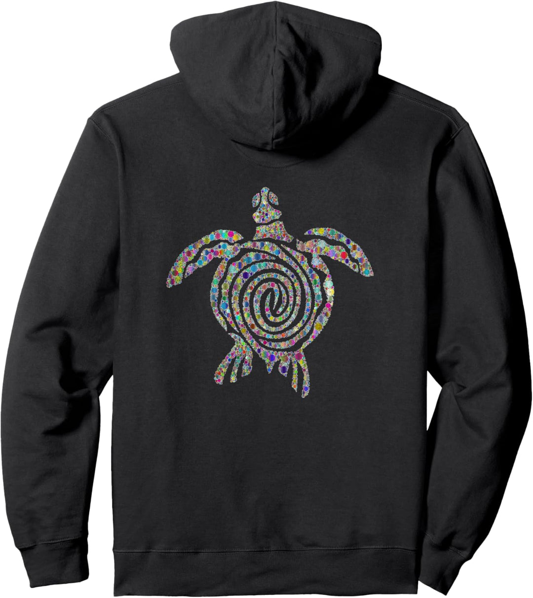 Tribal Sea Turtle Spirit Animal distressed style, color Pullover Hoodie