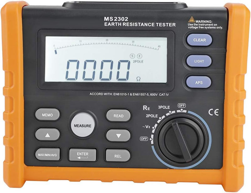 PM2302 Digitales Widerstandsmessgerät Erdungstester 0-4K Ohm Isolationstester Multimeter mit LCD-Hin