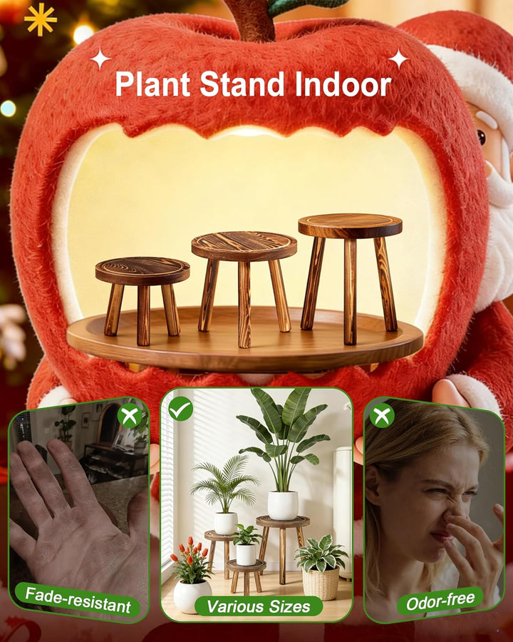 Blumenständer Holz 3er-Set, 5.9" 9/7.9"/11" Höhen Blumenhocker, Pflanzenständer Blumentopfständer Fü