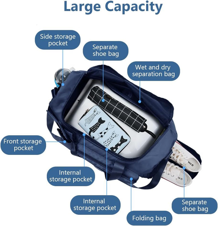 Flintronic 35L Faltbare Reisetasche Gepäcktasche Grosse Weekender Übernachtungstasche Urlaubstasche