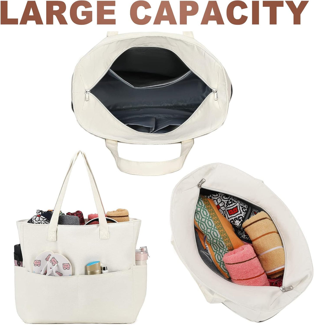 LEDAOU Grosse Strandtasche mit reissverschluss Damen Wasserdicht Umhängetasche Tragetasche shopper s
