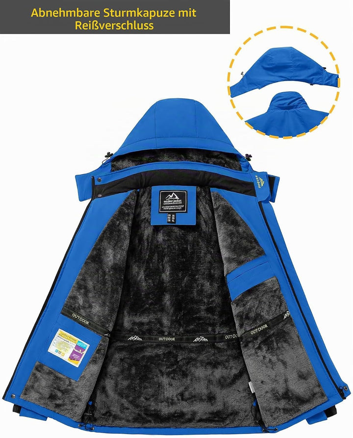 TACVASEN Herren Warme Skijacke Gefütterte Winterjacke Wasserabweisende Funktionsjacke mit Abnehmbare