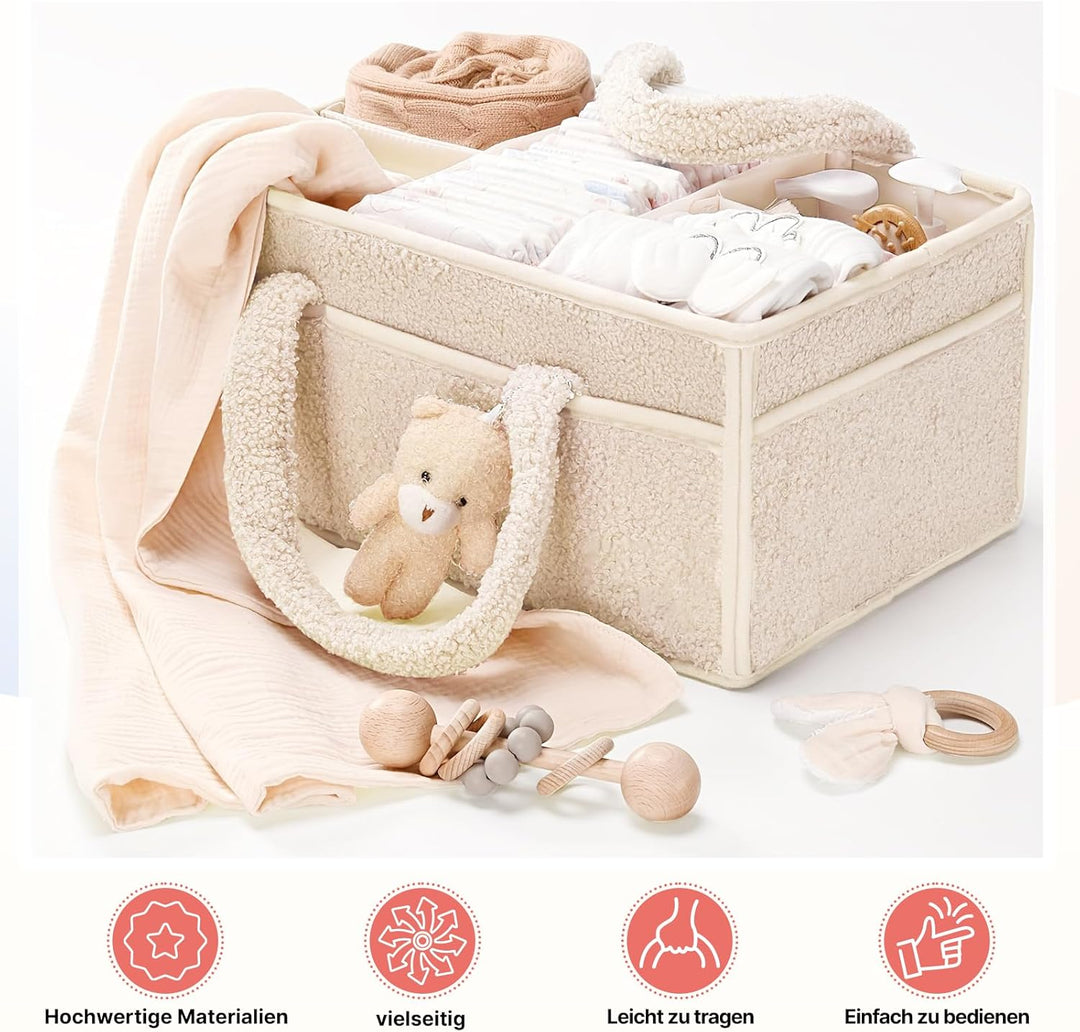 Baby Wickeltasche Organizer，Baby-Windel-Caddy Organizer für Wickeltisch，Multifunktional Tragbar Wick