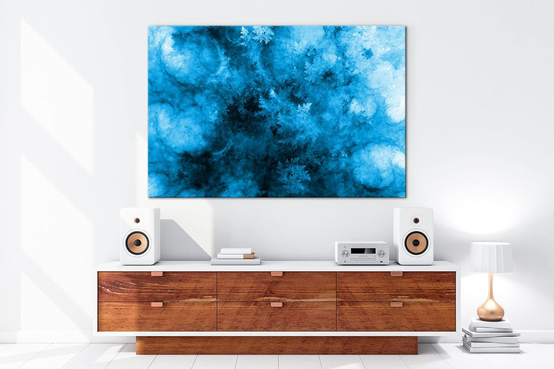 deyoli atemberaubendes Fraktal Muster in blau weiss Format 80x60 Effekt: Monocrome Blau als Leinwand