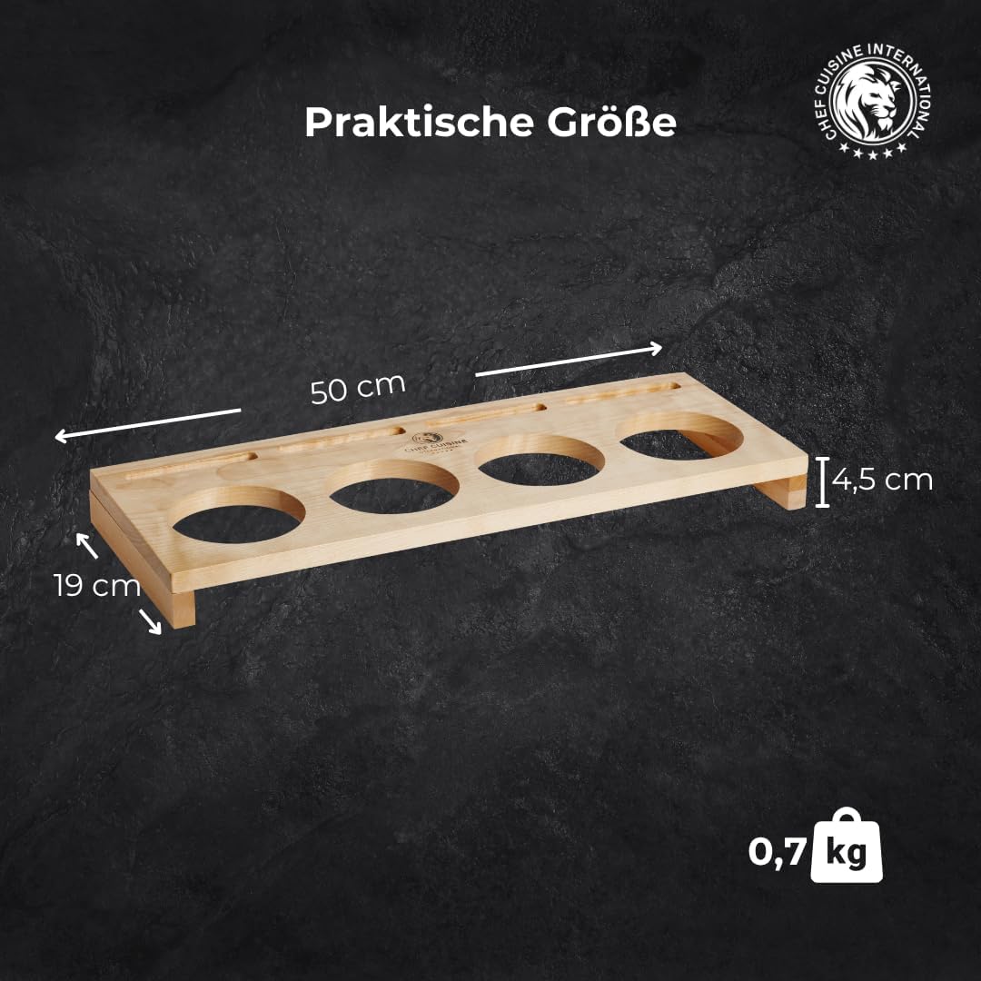 CHEF CUISINE Holzbar für Mini-Cocottes, Birkenholz, Holzunterlage für 4 Stück